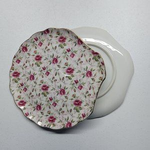 Vintage Lefton Hand Painted Chintz Pattern Snack Plates #637